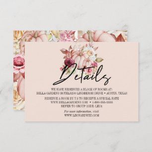 Wedding Details Autumn Pumpkin Floral Invitation