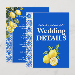 💙🍋  Wedding Details Azul & Limone Romance Enclosure Card