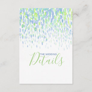 Wedding details blue green cascade enclosure card