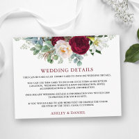 Wedding Details Burgundy Floral Insert Card