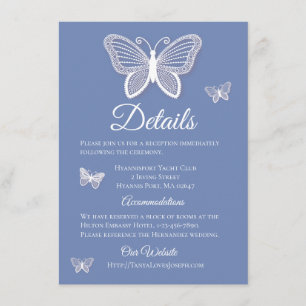 Wedding Details Butterfly Cornflower Blue Butterfl Enclosure Card