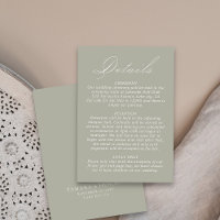 Wedding Details Calligraphy Script Sage Green