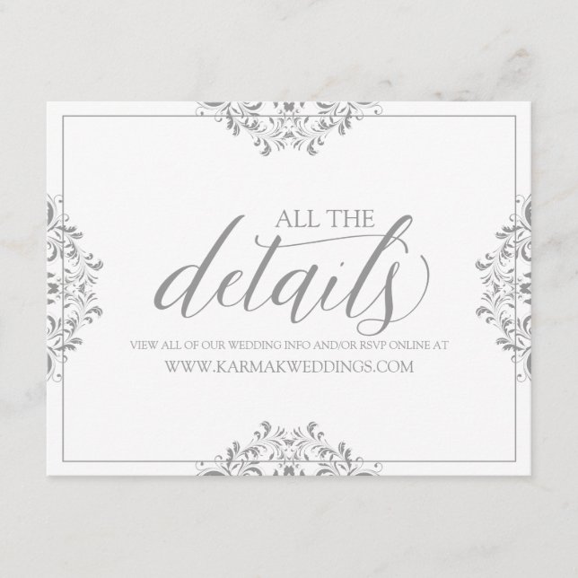 Wedding Details Card / Info Card | Nadine (Grey) (Front)