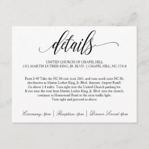 Wedding Details Card   Luxe Calligraphy (Black)
