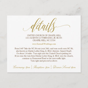 Wedding Details Card   Luxe Calligraphy (Gold)