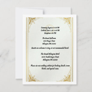 Wedding Details Card Minimalist Gold Acrylic Info