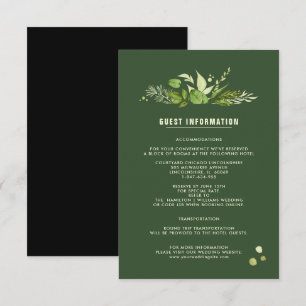 Wedding Details Cards Green Black Botanical