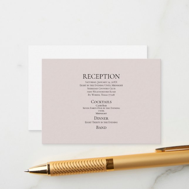 Wedding Details Cash Bar Enclosure Card (Front/Back In Situ)