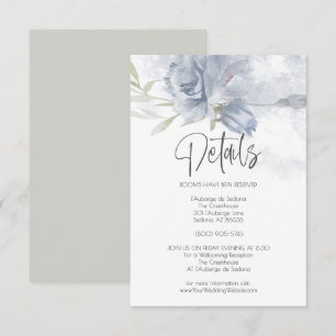Wedding Details Dusty Blue Watercolor Roses Invitation