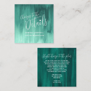 Wedding details emerald green art changes card