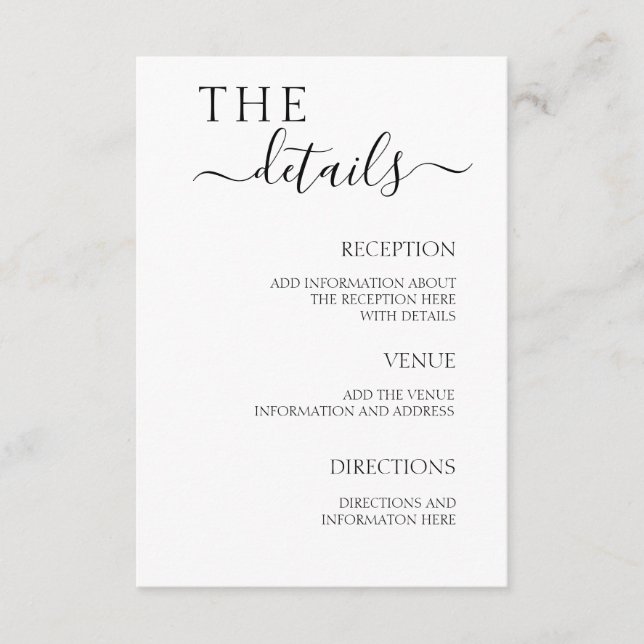 Wedding Details Enclosure Minimalistic Simple (Front)