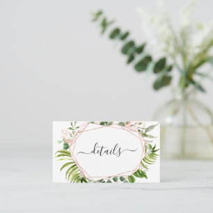 Wedding Details Eucalyptus Greenery Geometric Business Card