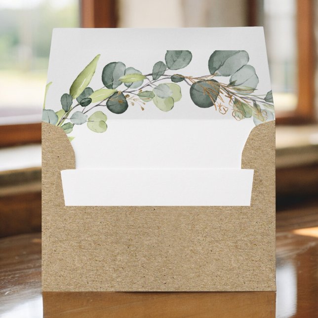 Wedding Details Eucalyptus Greenery Kraft Paper Envelope (Creator Uploaded)