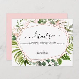 Wedding Details Eucalyptus Greenery Rose Gold Invitation