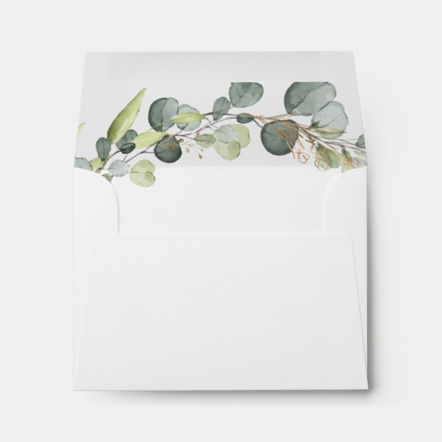 Wedding Details Eucalyptus Greenery Succulent Envelope (Back (Bottom))