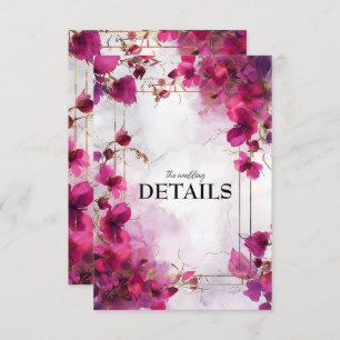 Wedding details Fuchsia Enchantment: Watercolor Enclosure Card