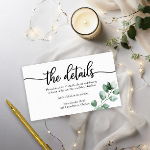 Wedding Details Greenery Calligraphy Enclosure Card