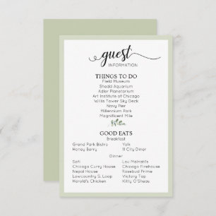 Wedding Details Guest Information Sage Green  Enclosure Card