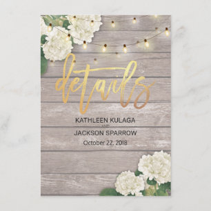 Wedding Details hydrangea Flower String Light wood Invitation