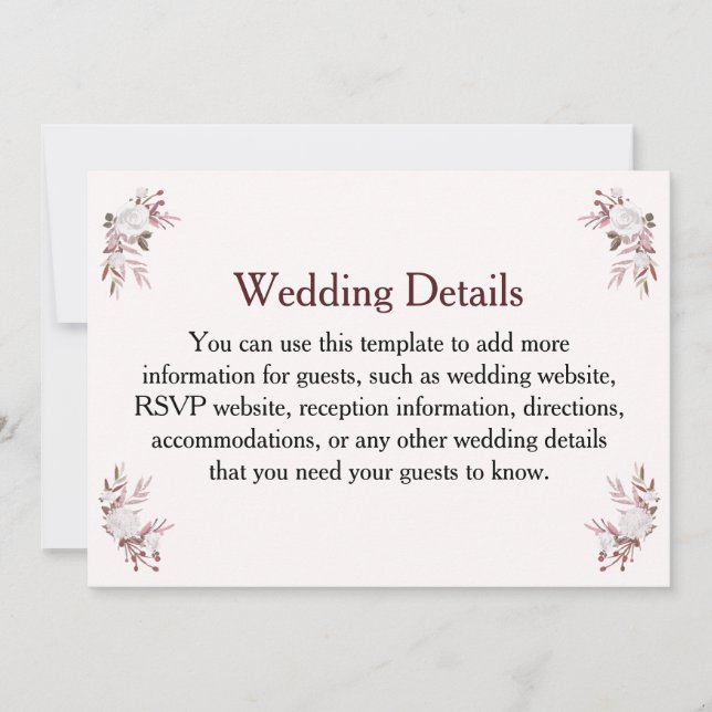 Wedding Details Information Card Custom (Front)
