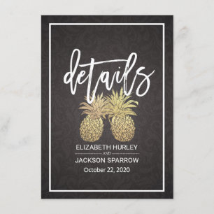 Wedding Details Information Gold Pineapple Couple Enclosure Card