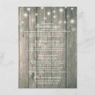 Wedding Details Information Mason Jar String Light Enclosure Card