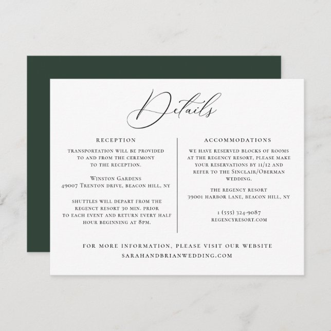 Wedding Details Information Template (Front/Back)