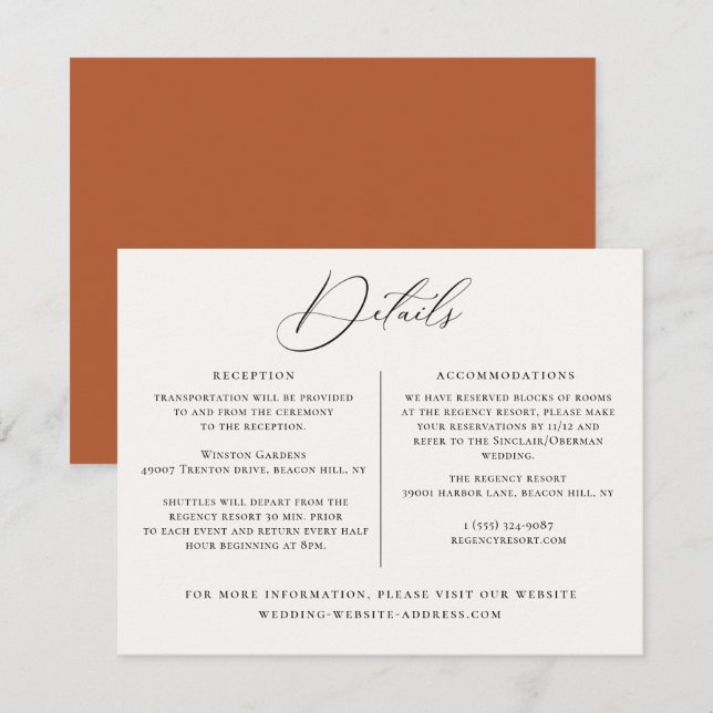 Wedding Details Information Template (Front/Back)