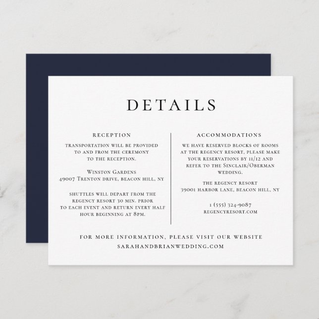 Wedding Details Information Template (Front/Back)