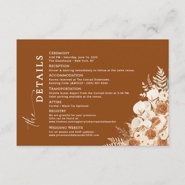 Wedding Details Insert Card | Modern Minimalist (Front)