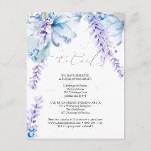 WEDDING DETAILS   Lavender Dusty Blue Floral Enclosure Card