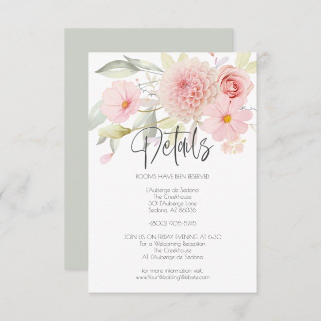 Wedding | Details Light Pink Floral Bouquet Invitation (Front/Back)