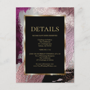 WEDDING DETAILS   Metallic Strokes Cassis Wine Enclosure Card