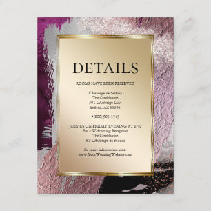 WEDDING DETAILS   Metallic Strokes Cassis Wine Enclosure Card
