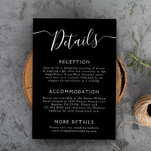 Wedding Details Minimal Black Enclosure Card