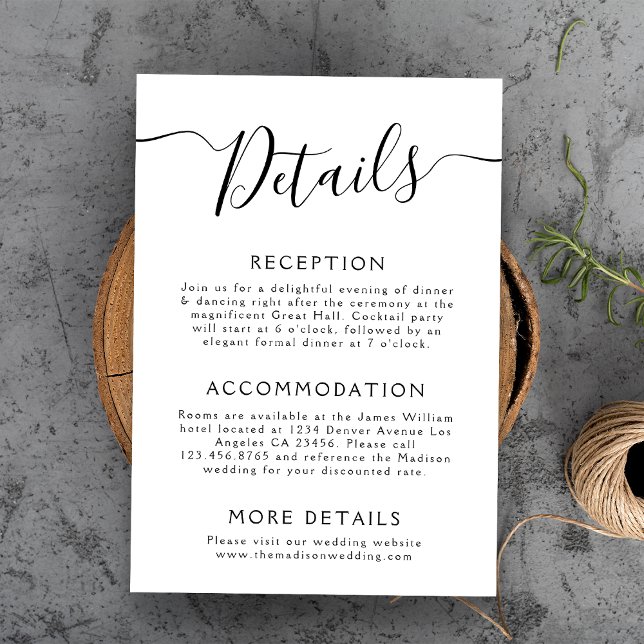 Wedding Details Minimal Enclosure Card (Wedding Details Minimal Enclosure Card
)