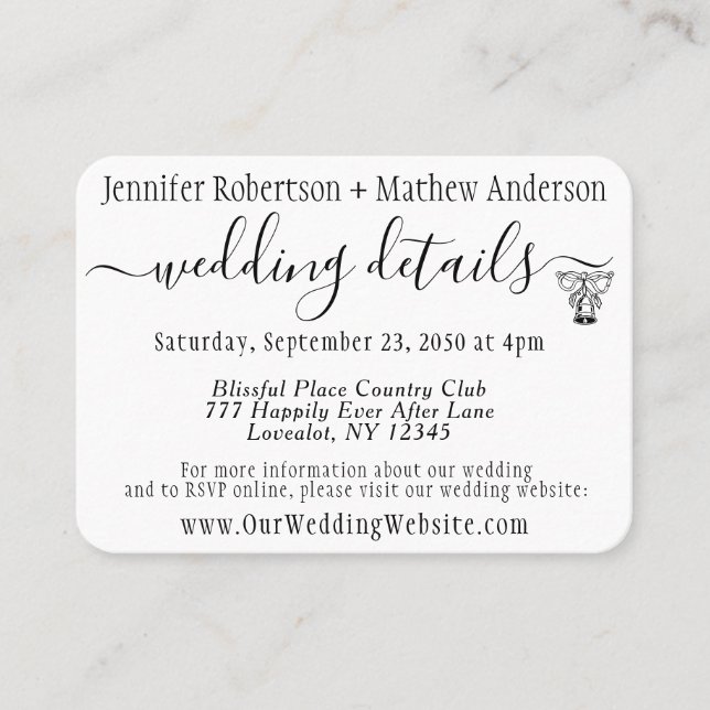 Wedding Details Minimalist Business Card (Front)