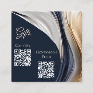 Wedding Details-Modern Abstract Blue White and Gol Enclosure Card