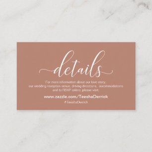 Wedding Details, Modern Terracotta theme Enclosure Card