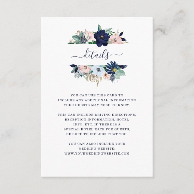 Wedding Details | Nautical Flowers and Stripes Enclosure Card (Front)