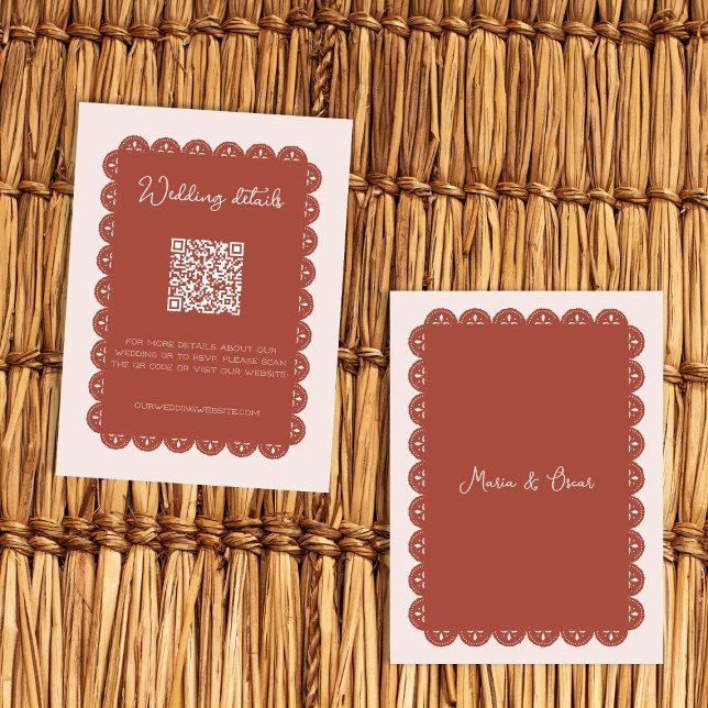 Wedding Details Papel Picado Terracotta Mexican Enclosure Card (Wedding Details Papel Picado Terracotta Mexican Enclosure Card)