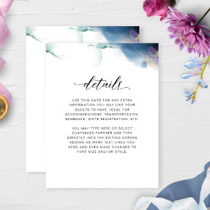 Wedding Details, Purple, Blue and Teal Watercolor Enclosure Card
