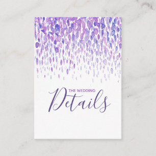 Wedding details purple cascade art enclosure card