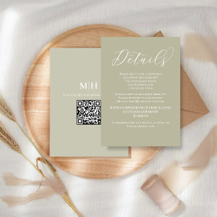 Wedding Details QR Code RSVP Sage Green Enclosure Card