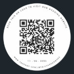 Wedding Details Qr Code Simple Black Minimal Chic Classic Round Sticker<br><div class="desc">Designed for couples who appreciate the simplicity of modern aesthetics. The use of a QR code allows your guests to access detailed information about your wedding at their convenience,  while the black and minimal design adds a touch of class.</div>