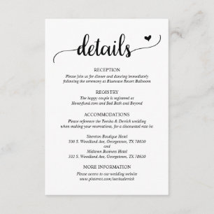 Wedding Details, Rustic Script Enclosure Card