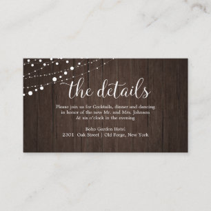 Wedding Details Rustic Wood Wedding Enclosure Card