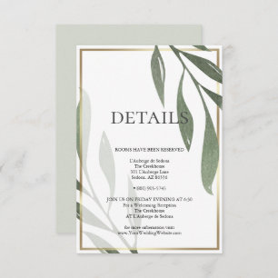 WEDDING DETAILS   Sage Green Olive Foliage Invitation