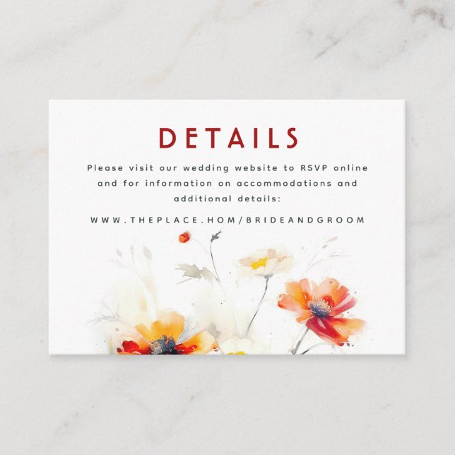 Wedding Details Small Enclosure Card (Front)