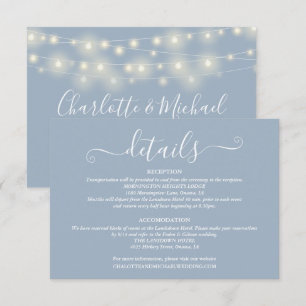 Wedding Details Spring Lights Script Dusty Blue Enclosure Card